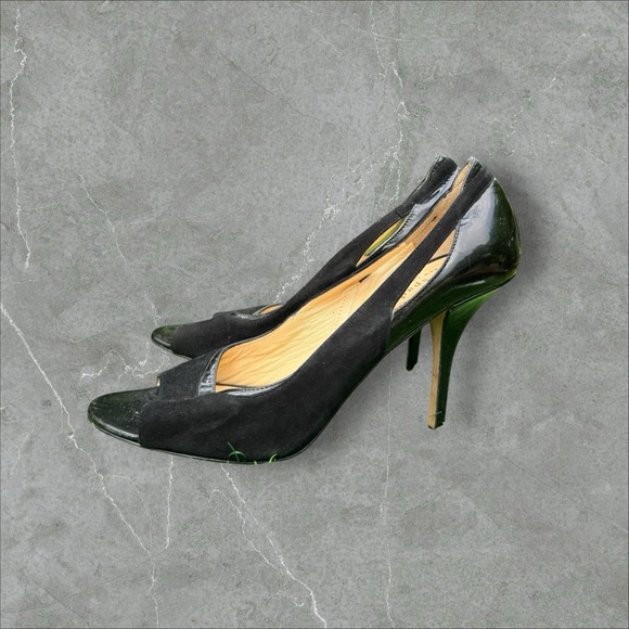 Kate Spade New York  High Heels Pumps, Black Suede SZ 8.5 B Open Toe - Picture 1 of 7
